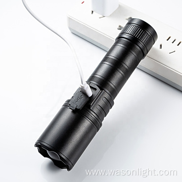 Wason 2023 New High End 1000 Lumens Waterproof TYPE-C Rechargeable Torch Light Zoomable Long Distance EDC Emergency Flashlight